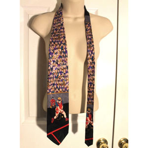 Carlo Battini Vintage Tennis Theme Silk Tie Hand Made in Italy